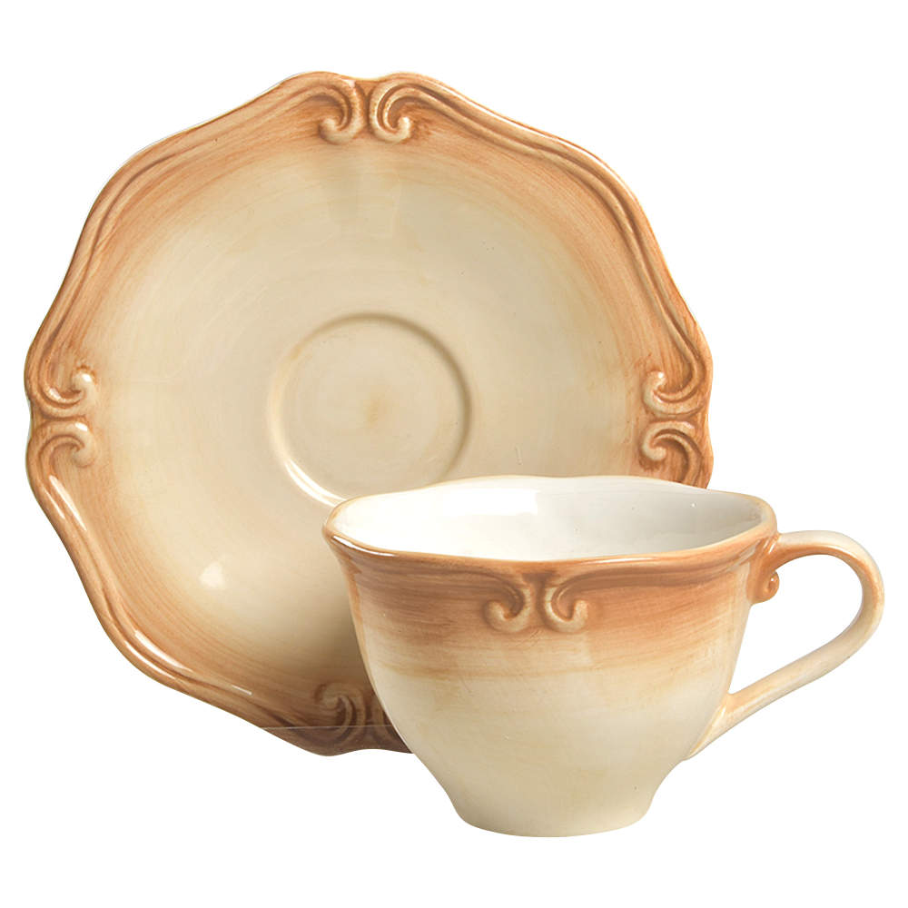 Colore Siena (Brown) Flat Cup & Saucer Set by Lenox-1