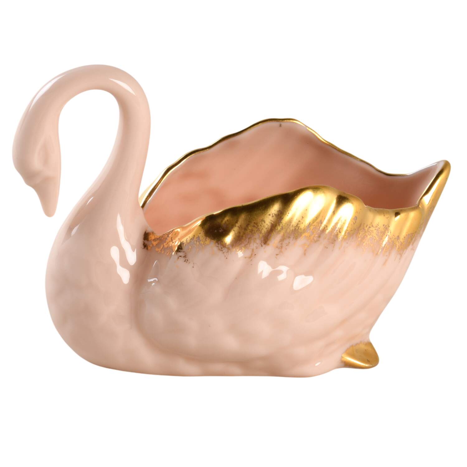 Swan Col Pink (Gold Trim, Open Tail, Green Stamp) Creamer by Lenox-1