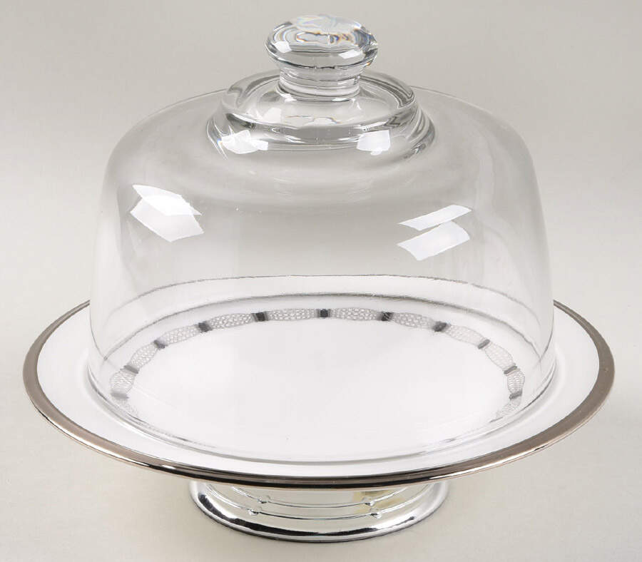 Soiree 6 1/2"-7 1/2" Footed Cheese Plate w/ Glass Dome HC by Lenox-1