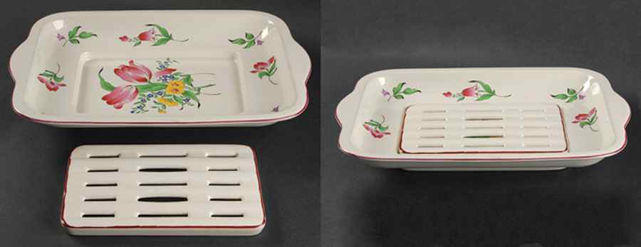 Old Strasbourg (Off White Background) 14" Rectangular Platter & Strainer by Luneville-1