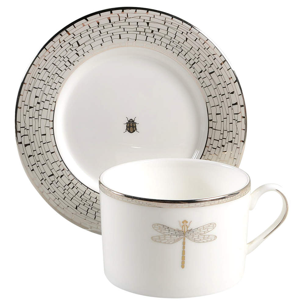 June Lane (Platinum Trim) Flat Cup & Saucer Set by Lenox-1