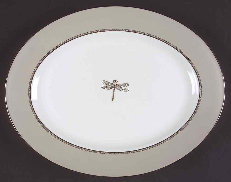 June Lane (Platinum Trim) 13" Oval Serving Platter by Lenox-1