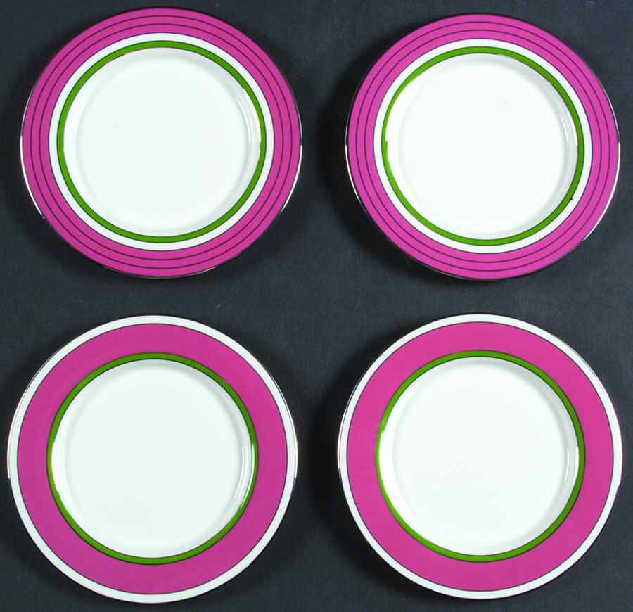Library Lane Pink Tidbit-Bread and Butter Plate - Set of 4 (2 Each Motif 1 & 2) by Lenox-1