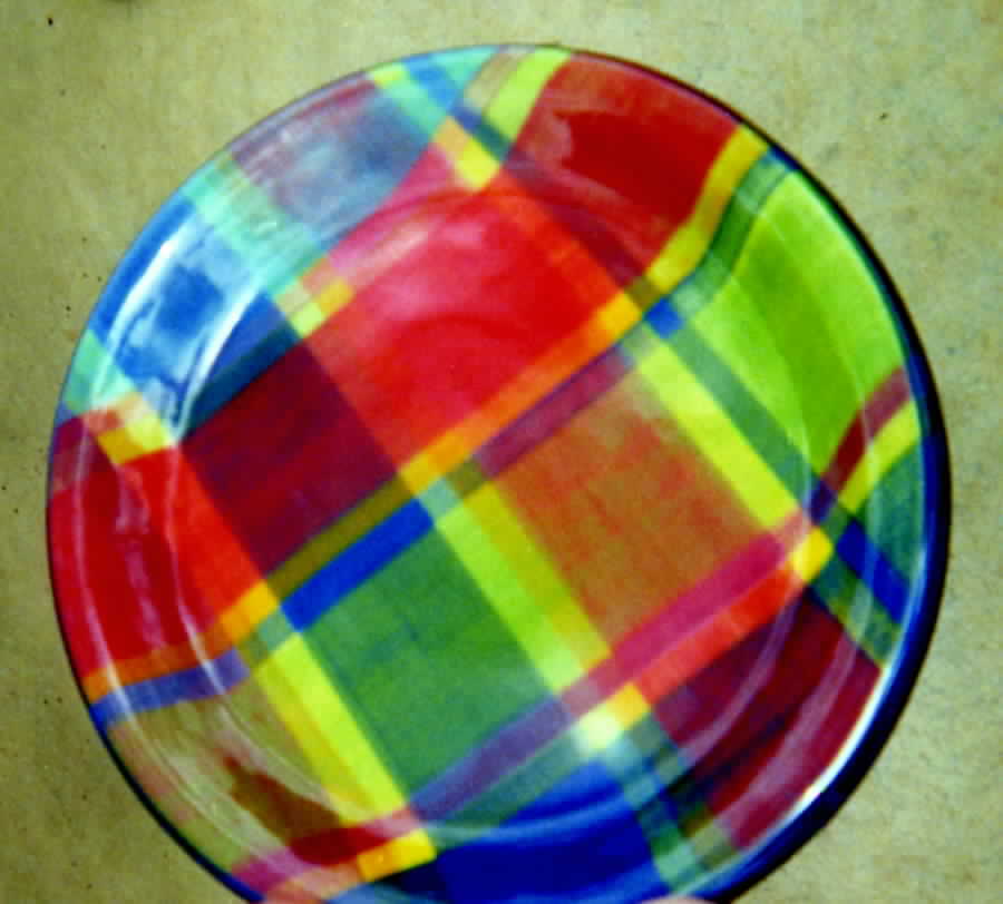 A La Fruit Plaid Dinner Plate by L. Pierce Pottery-1