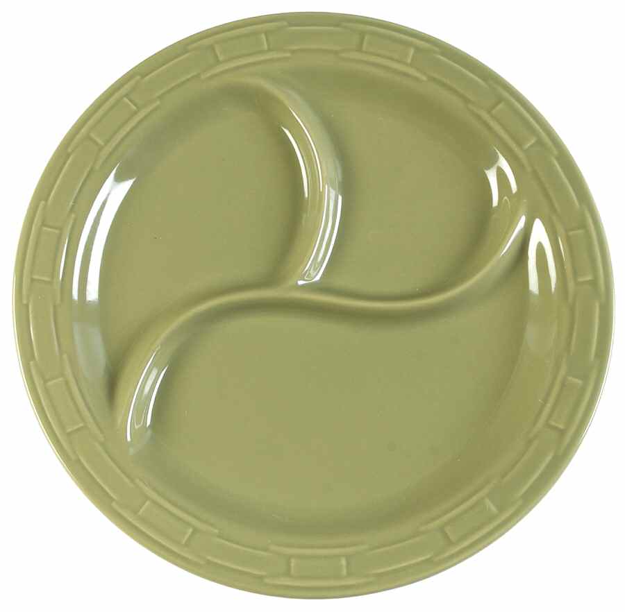 Woven Traditions Sage (3 Part) Divided Plate by Longaberger-1
