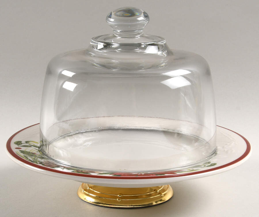Nature's Garland 6 1/2"-7 1/2" Footed Cheese Plate w/ Glass Dome HC by Longaberger-1