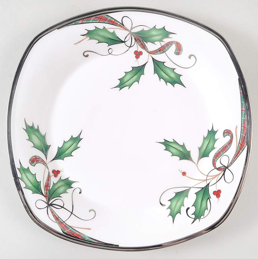 Holiday Nouveau Platinum (White) Square Salad Plate by Lenox-1
