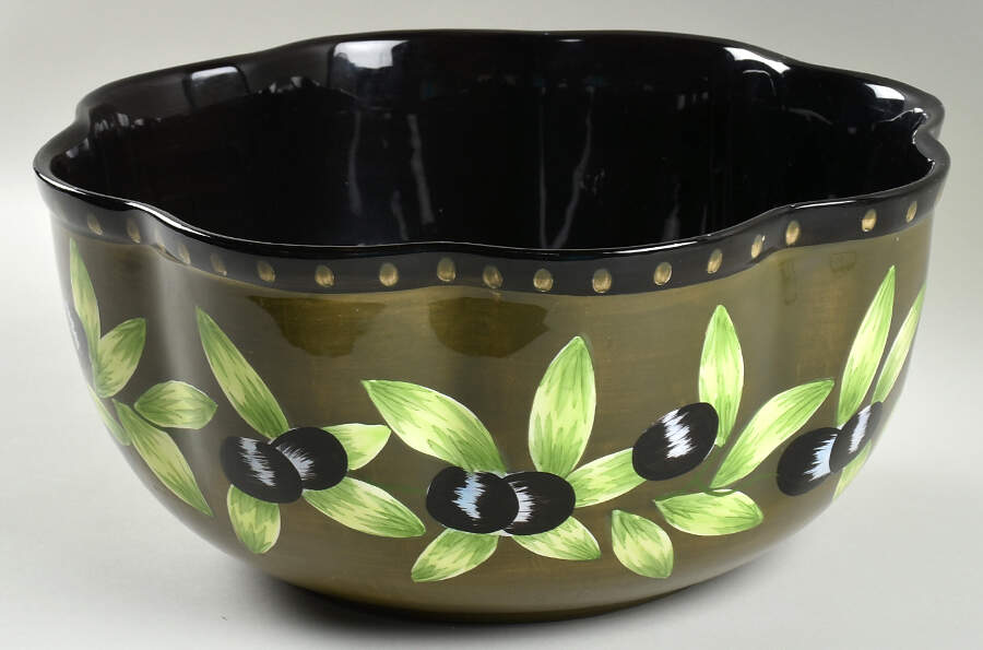 Olive 13" Large Salad Serving Bowl by Laurie Gates-1