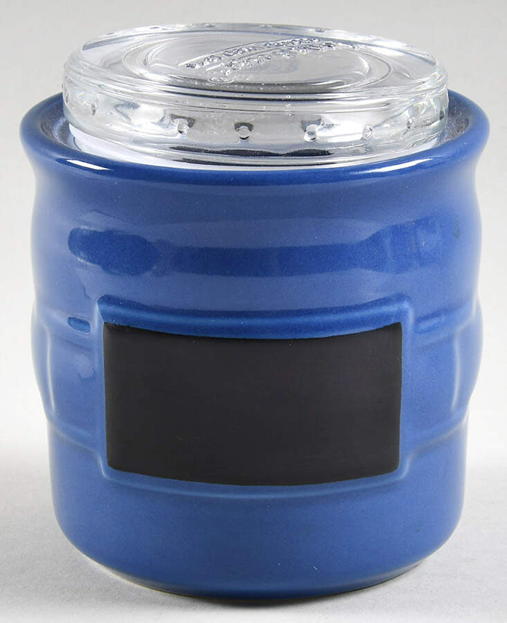 Woven Traditions Cornflower 4" Chalk Crock & Glass Lid by Longaberger-1