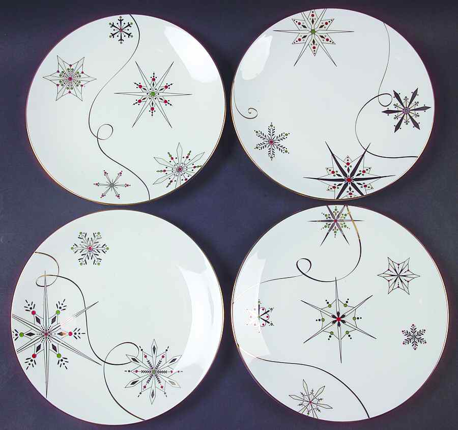 Merry and Bright Snowflake Dessert Plate - Set of 4 Motifs by Lenox-1