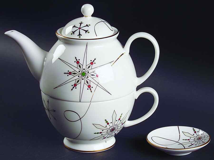 Merry and Bright Snowflake Individual Teapot & Lid w/Cup & Tea Bag Holder by Lenox-1