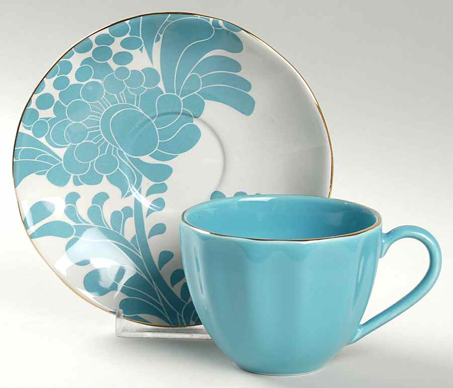 Gwinnett Lane Turquoise Flat Cup & Saucer Set by Lenox-1