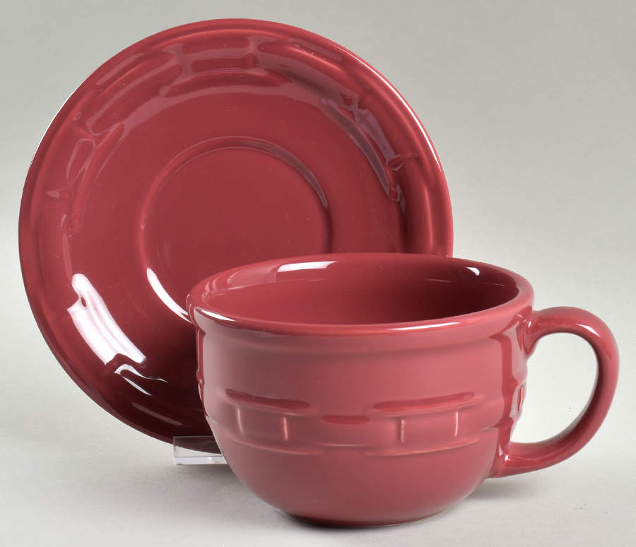 Woven Traditions Paprika Cappuccino Cup & Saucer Set by Longaberger-1