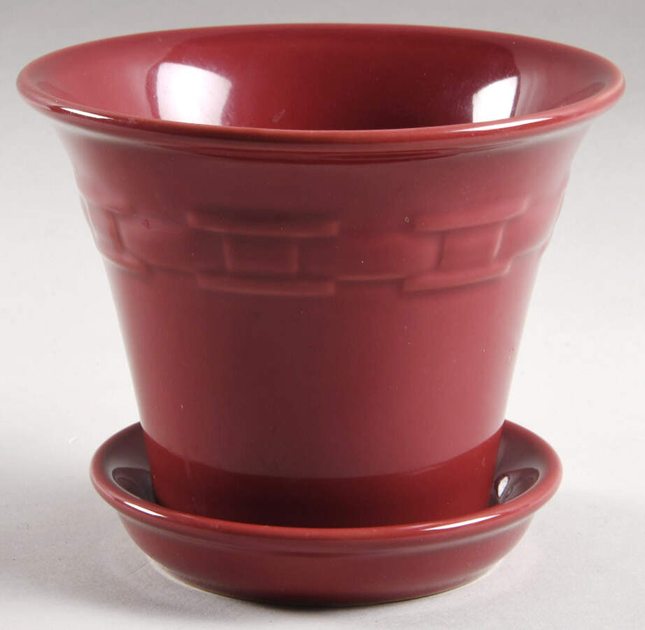 Woven Traditions Paprika 4" Flower Pot with Underplate by Longaberger-1