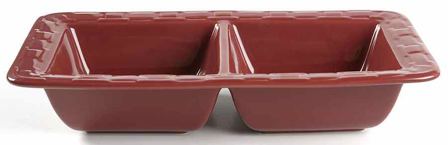 Woven Traditions Paprika Rectangular Divided Vegetable Bowl by Longaberger-1