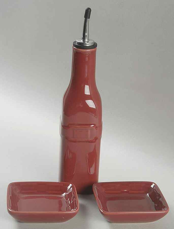 Woven Traditions Paprika Oil Jar/Drizzler with 2 Dipping Dish by Longaberger-1