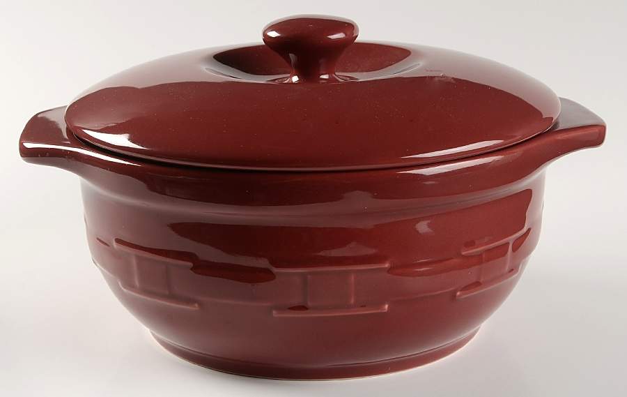Woven Traditions Paprika 4 Quart Round Covered Casserole by Longaberger-1