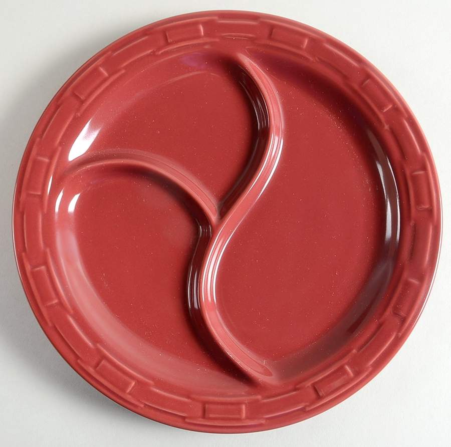 Woven Traditions Paprika (3 Part) Divided Plate by Longaberger-1