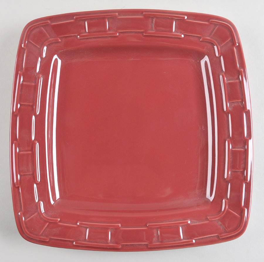 Woven Traditions Paprika Square Dinner Plate by Longaberger-1