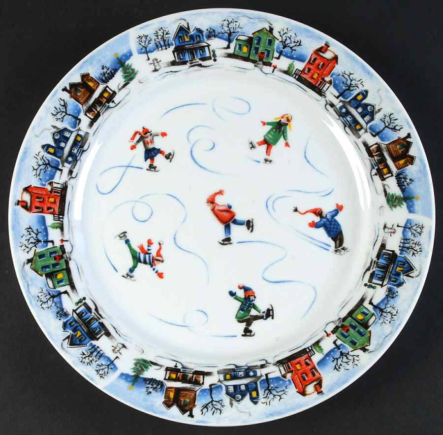 Christmas Village Dinner Plate by Livingquarters-1