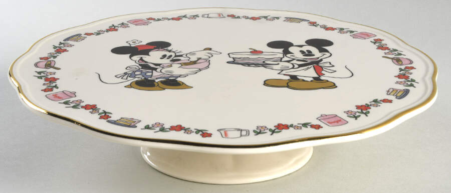 Mickey & Minnie Disney Figural Giftware Footed Cake Plate by Lenox-1