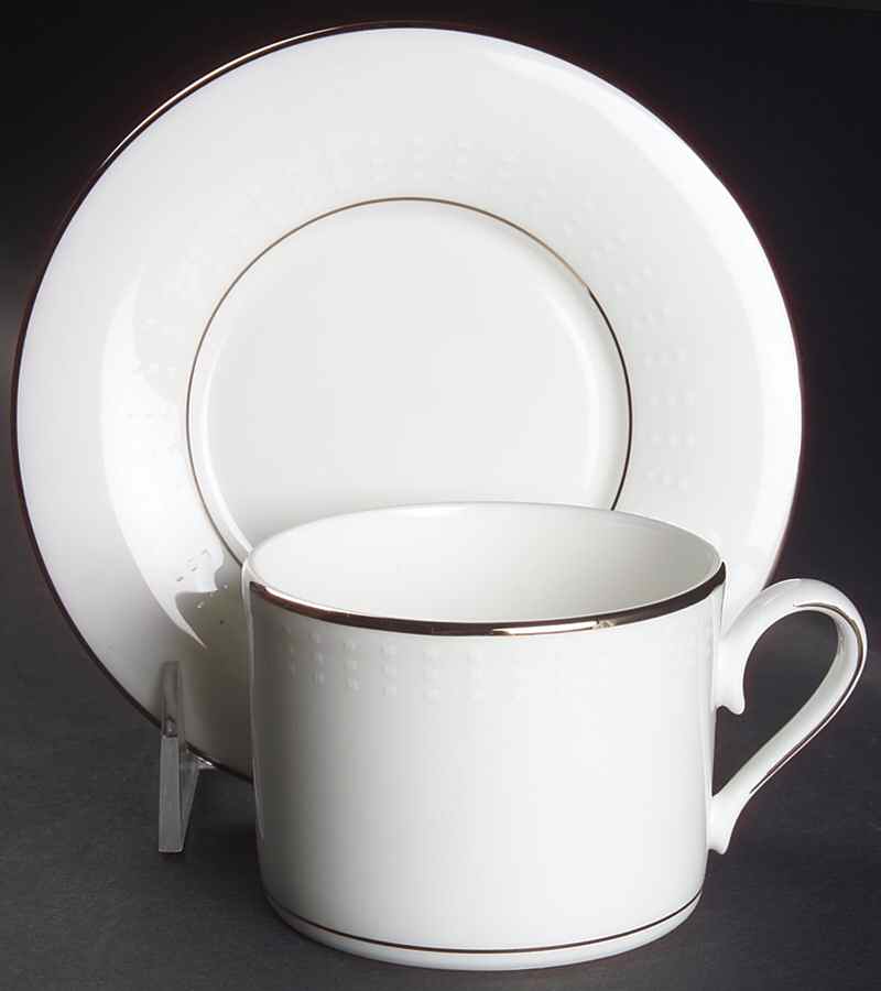 Herald Square White Flat Cup & Saucer Set by Lenox-1