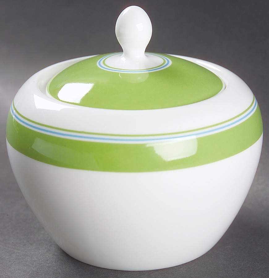 Cays Stripe Green Sugar Bowl & Lid by Lenox-1