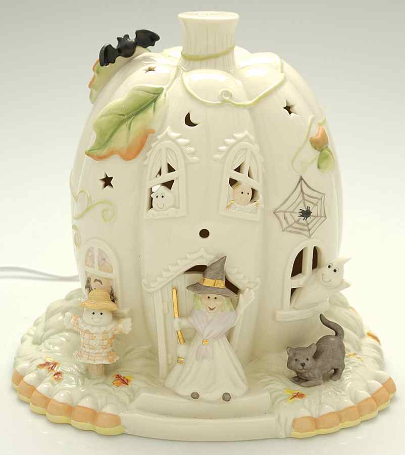 Halloween Lighted Pumpkin Cottage (Electric) by Lenox-1