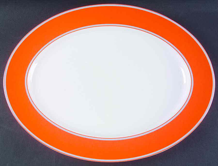 Cays Stripe Orange 16" Oval Serving Platter by Lenox-1