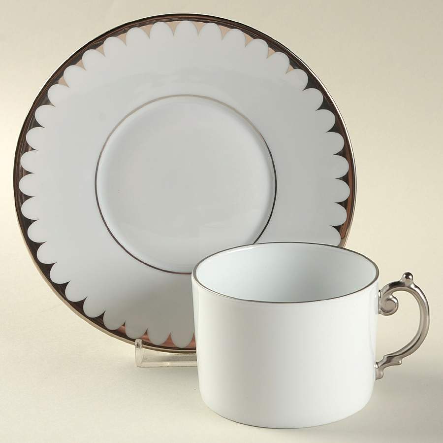 Aegean Platinum Flat Cup & Saucer Set by L'Objet-1