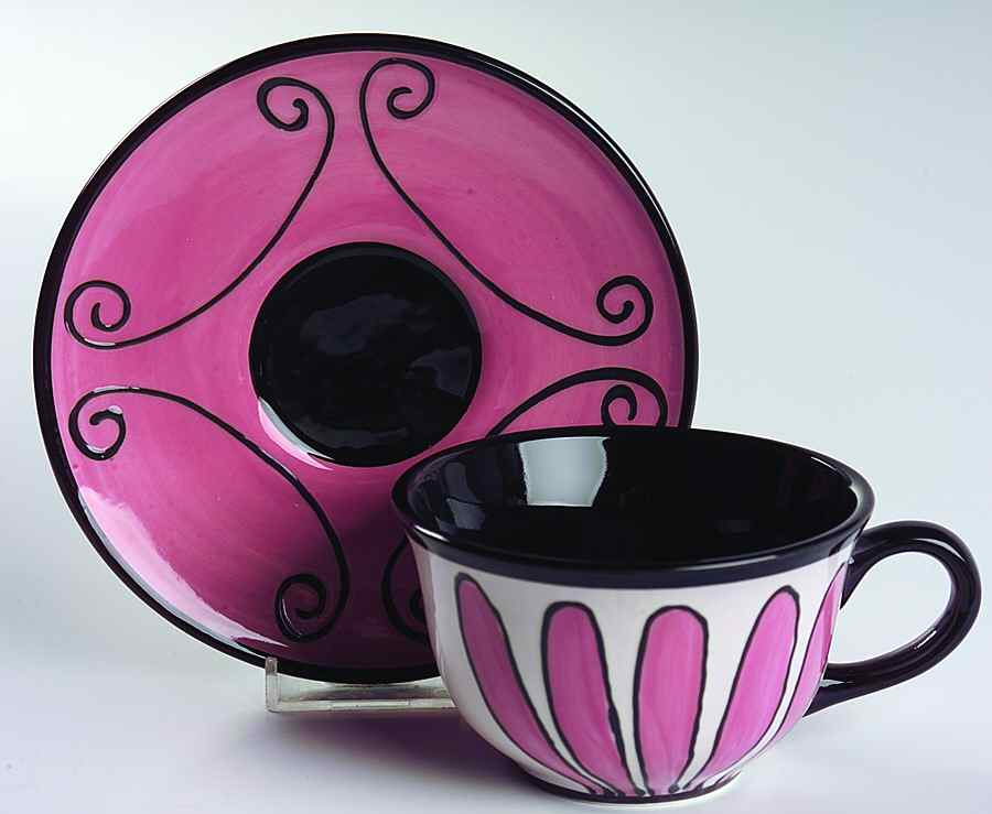 Yvette and Claudette Flat Cup & Saucer Set by Living Art-1