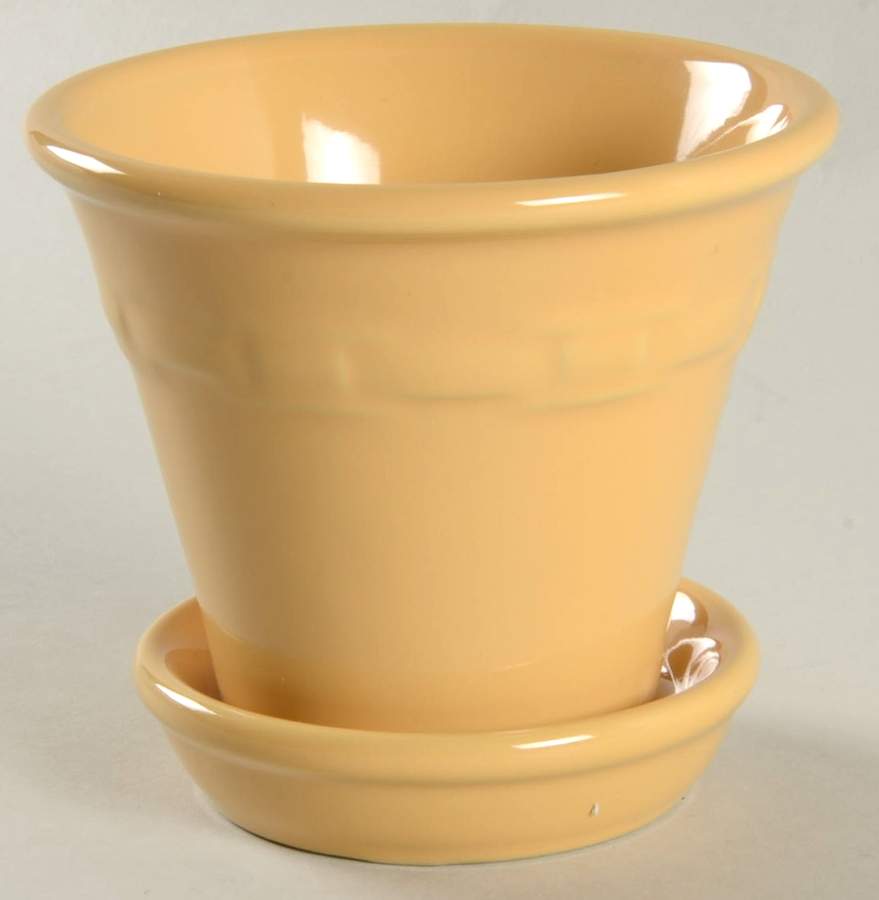 Woven Traditions Butternut 3" Flower Pot & Underplate by Longaberger-1