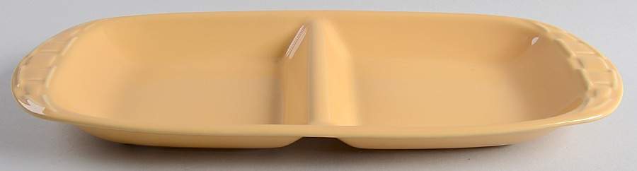 Woven Traditions Butternut 15" Oval Divided Vegetable Bowl by Longaberger-1