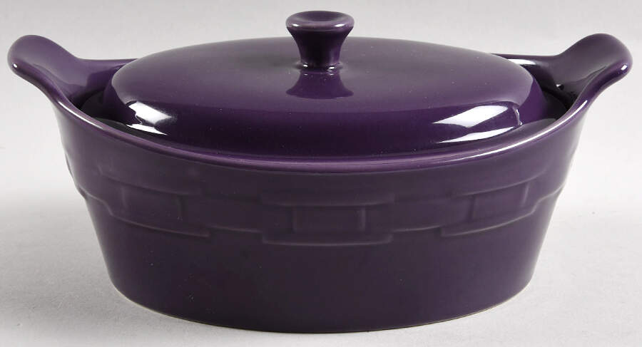 Woven Traditions Eggplant 20 Oz Small Oval Covered Casserole by Longaberger-1
