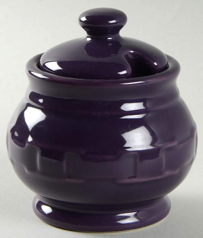 Woven Traditions Eggplant Sugar Bowl & Lid by Longaberger-1