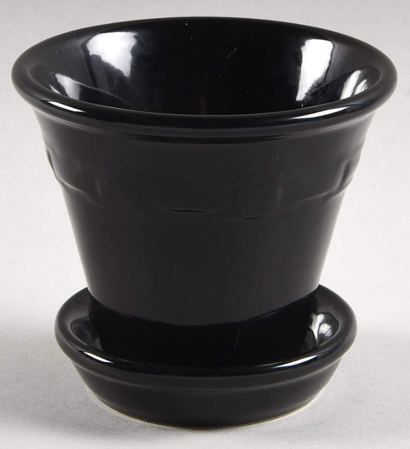 Woven Traditions Ebony 3" Flower Pot & Underplate by Longaberger-1