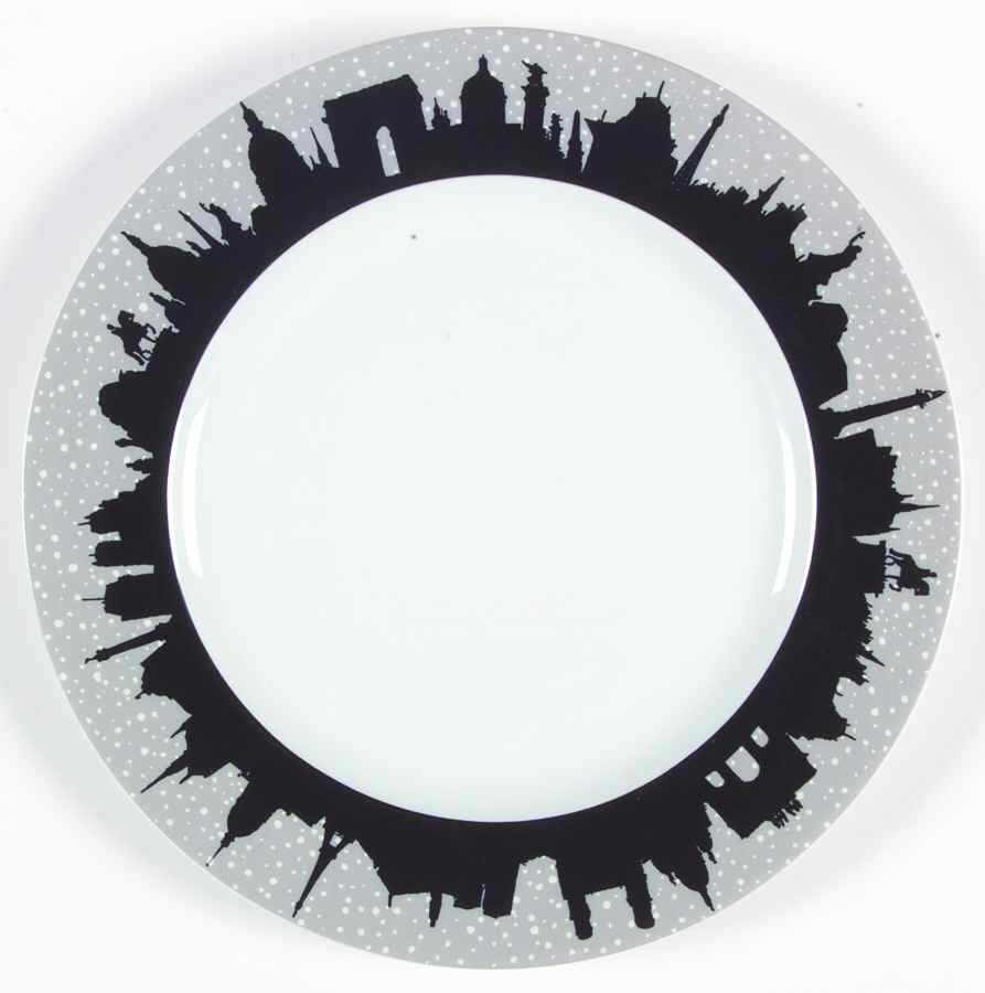 Paris la Nuit (Paris Night Skyline Gray) Salad Plate by Philippe Deshoulieres-1