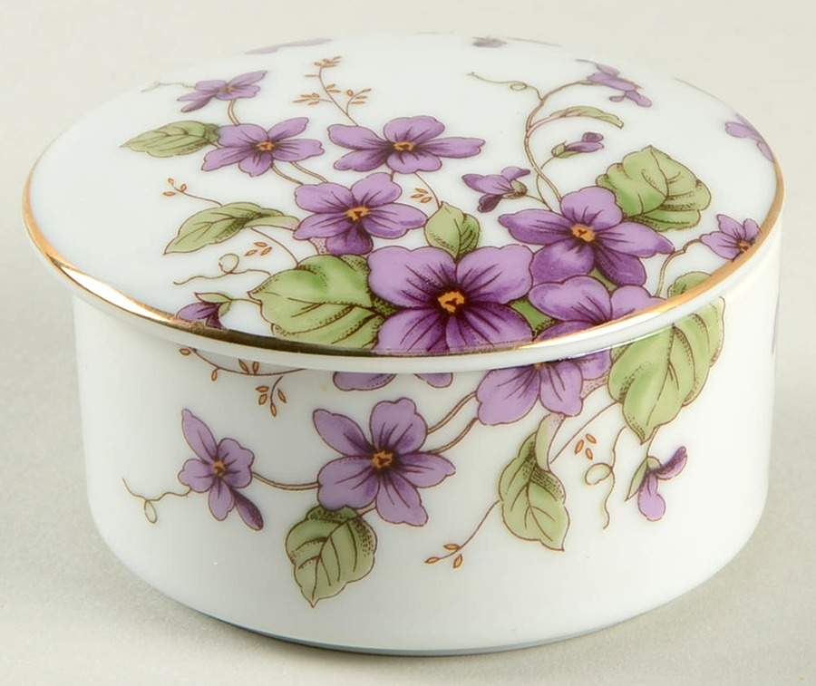 Violet 2" Round Box & Lid by Lefton-1