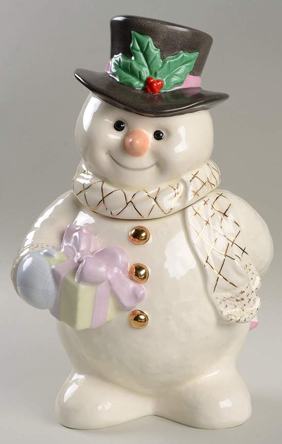 Snowman Christmas Collection Figural Cookie Jar & Lid by Lenox-1