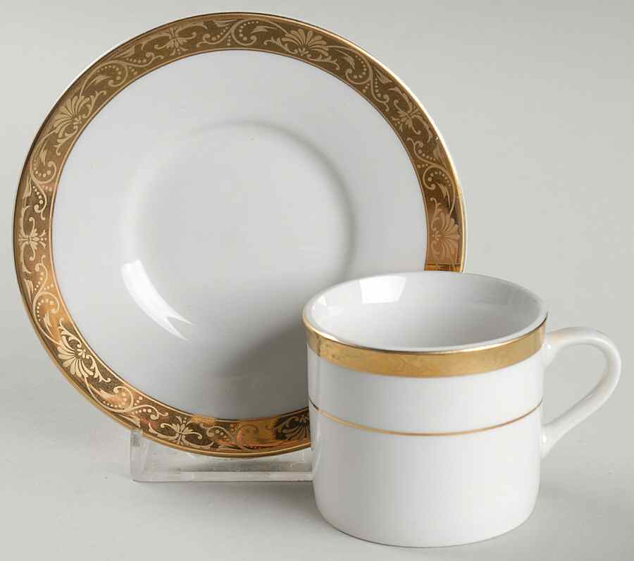 Oralia Gold Espresso Cup and Saucer Set by Lynn's China-1