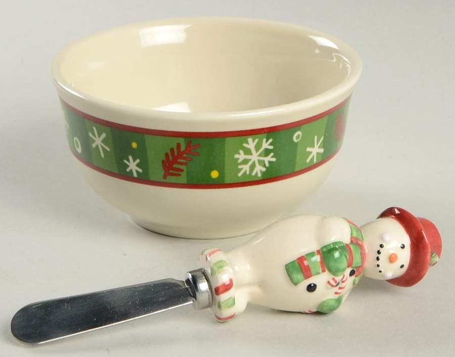 Bluster the Snowman Dip Bowl & Spreader Set by Longaberger-1