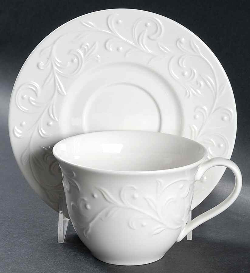 Opal Innocence Carved Flat Cup & Saucer Set by Lenox-1