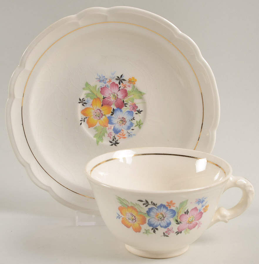 LHA1 Flat Cup & Saucer Set by Lincoln China Co-1