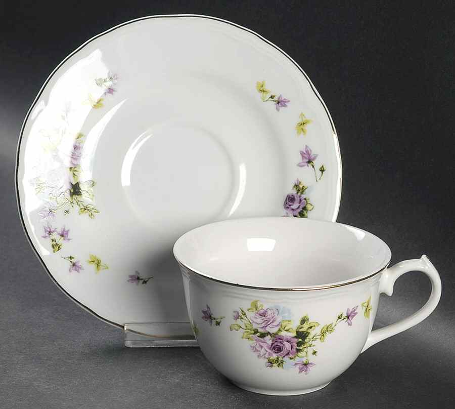 Lydia Flat Cup & Saucer Set by Lynn's China-1