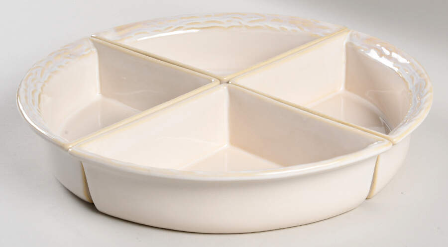 Willow Lane Neutral 4 Pc Triangle Shapes Round Server by Linden Street-1