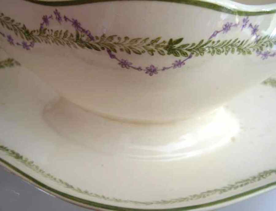 Loridan Gravy Boat with Attached Underplate by Longwy (France)-1