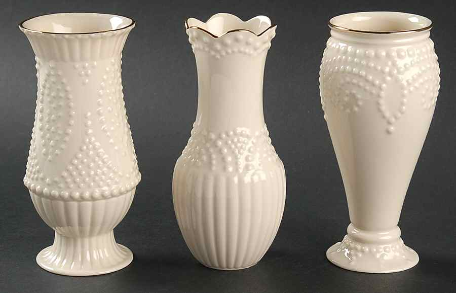 Ivory Beaded (Set of 3 Moti)f 5" Vase by Lenox-1