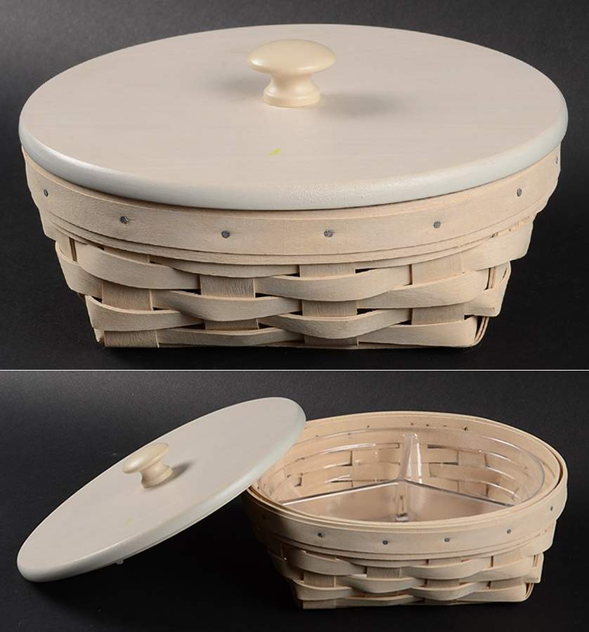 Baskets Small Catch All Basket & Lid w/Divided Protector by Longaberger-1