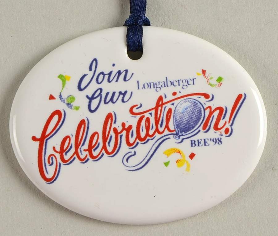 Baskets 1998 Bee "Join Our Celebration" Tie-On Charm by Longaberger-1
