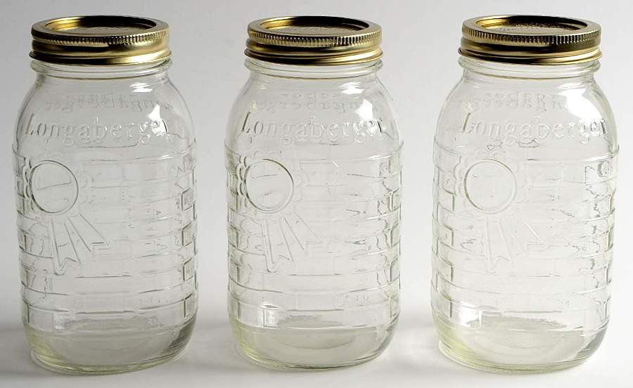 Baskets 1 Quart Glass Canning Jar - Set of 3 by Longaberger-1